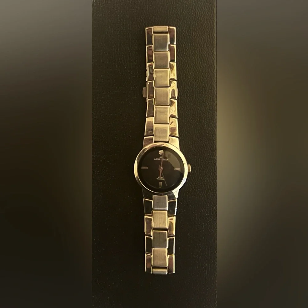 Vintage Anne Klein Genuine Diamond Stainless Steel Water Resistant Watch EUC